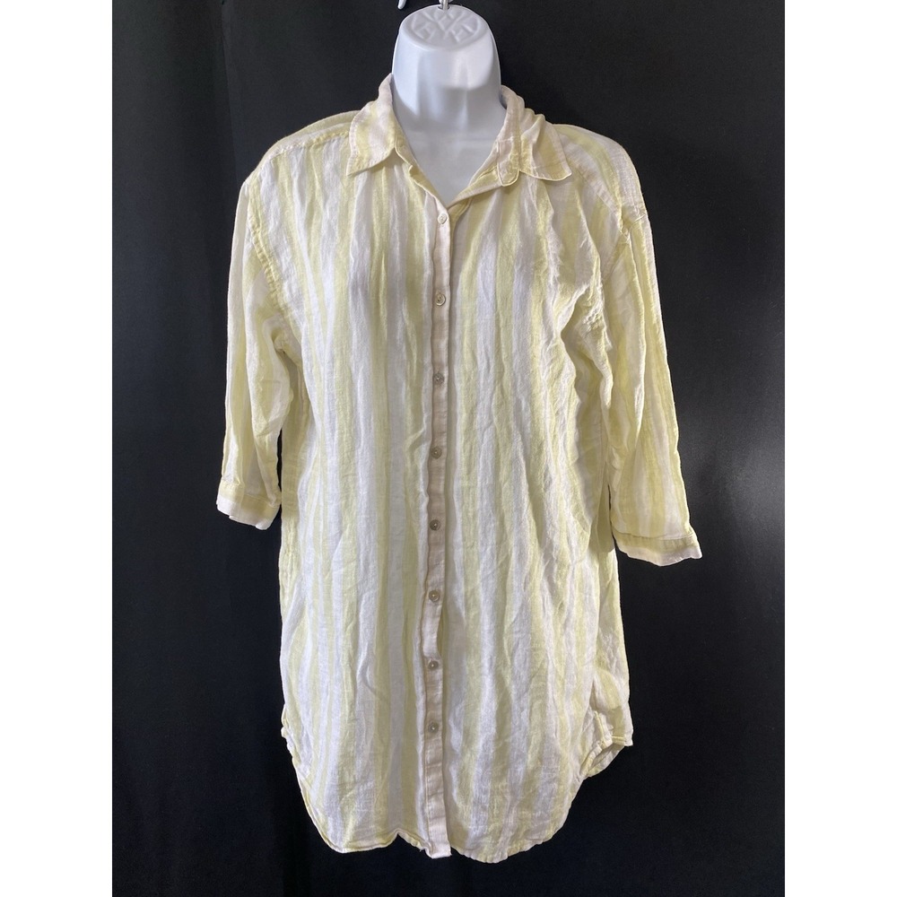 Cynthia Rowley Womens Linen Button Front Shirt Size Small Spring Summer Nautical